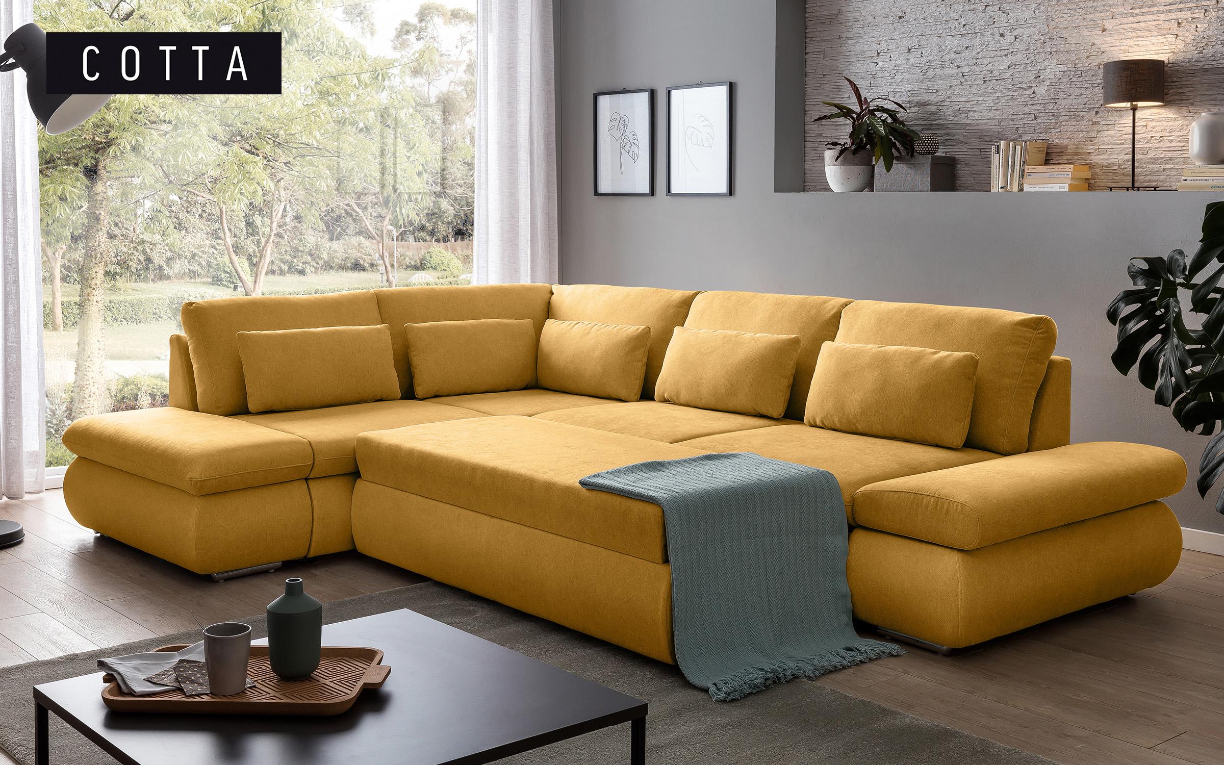 Γωνιακός καναπές – κρεβάτι Delmar, σκούρο κίτρινο  3